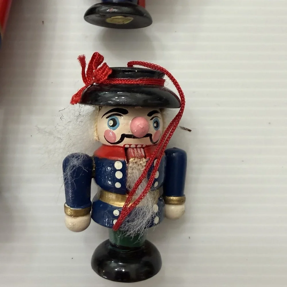 Vintage Wooden Nutcracker Christmas Tree Ornaments Lot Of 4 Holiday